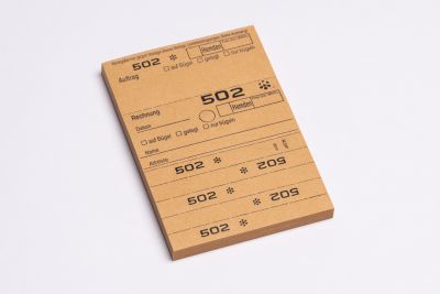 Annahmeblock f. Hemden 5 Abrisse OHD Block 1-1000 braun