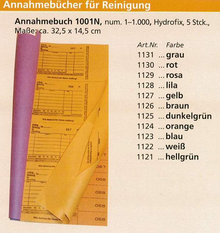 Annahmebücher "1001 N" braun num. 1-1000  (5 Stk./Krt.)