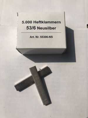 Heftklammern "53/6 ns" rostfrei | Krt. 5000 Stück neusilber, für Wäschereien