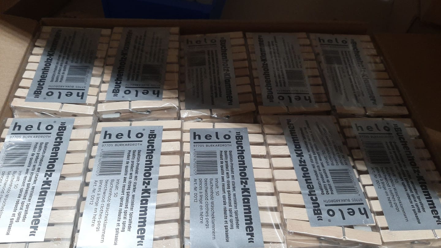 Wäscheklammern 72mm - 50Stk/PACK Buchenholz m. starker, rostfreier Spiralfeder